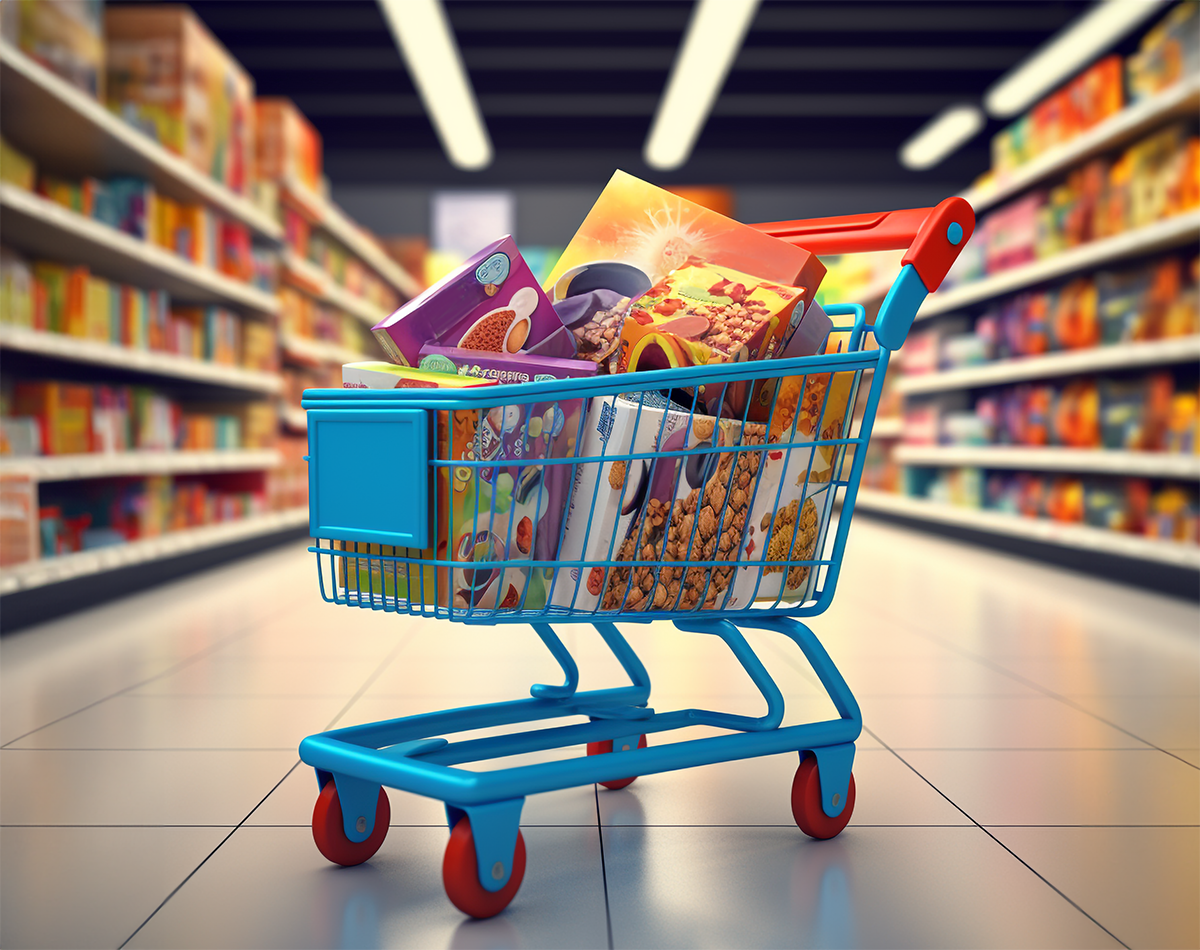 Trolley filled with imported FMCG products
